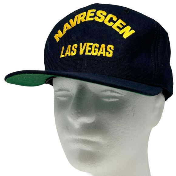 Vintage NAVRESCEN Las Vegas Hat Cap Blue 80s Naval Reserve Center New Era - Picture 1 of 11